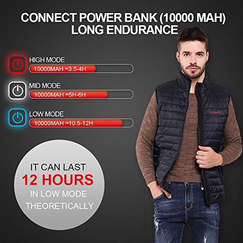 CONQUECO Men's Heated Vest Lightweight Outerwear and Waterproof Heating Gilet Coat for Outdoors3