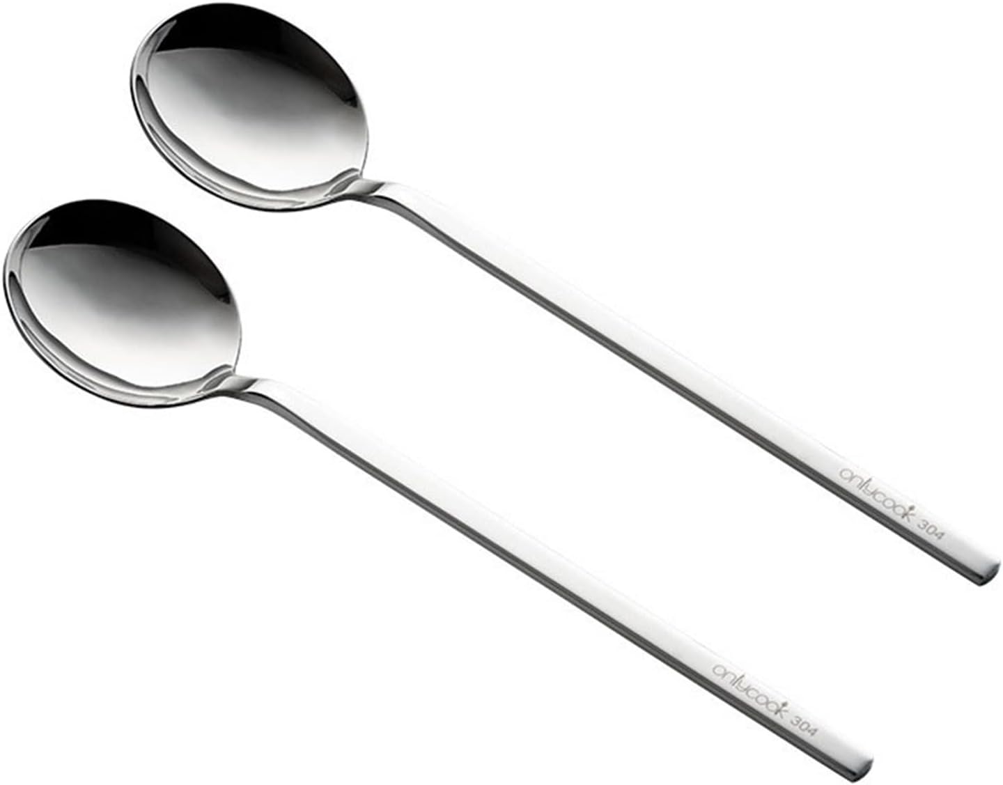 Soup Spoons Household 304 Stainless Steel Spoon Long Handle Soup Spoon Tableware Mixing Rice Spoon Coffee Drink Mixing Spoon Dinner Spoon Table Spoon (Size : 6 pieces)