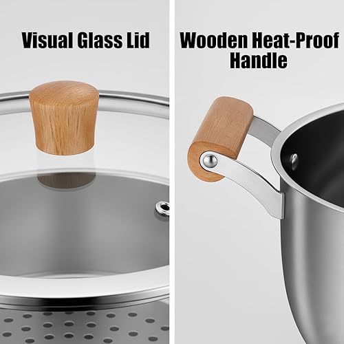 Miniatura 3 de Chuleno Vaporizador de 3.3 cuartos de galón para cocinar, olla de vapor de acero inoxidable con cesta de vapor para verduras, albóndigas, sopa,