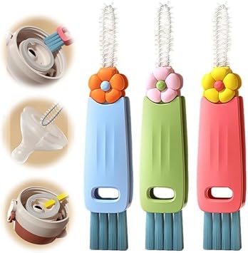 3 in 1 Cup Lid Cleaning Brush, 2024 New Upgraded Cup Lid Gap Crevice Cleaning Brush Set, Multifunctional Cup Lid Brush Cleaning Tools for Bottle Gap Tight Spaces Cup 1 Set
