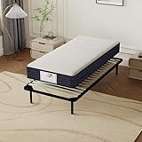 TEENO Ensemble Composé : Matelas à Mémoire de Forme + Sommier à Lattes sur Pieds (4 Pieds Inclus) 90x190x22
