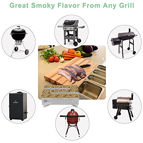 Finderomend Smoker Tray 12 Hours Pellet Maze Smoker Tray, Perfect for Hot and Cold Smoking Meat, Fish, Cheese Pork Smoking with Wood Pellets - Works in Any Type of Grill or Smoker, 5\" x 8\" - Thumbnail 6