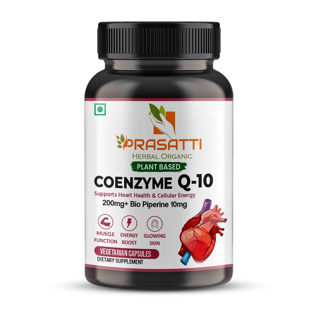 Prasatti Herbal Organic COQ10 Natural Coenzyme Q10 Supplement Capsules 200mg with Piperine & Bioperine - 30 Capsules (B0CRPK4W79) Amazon Price History, Amazon Price Tracker