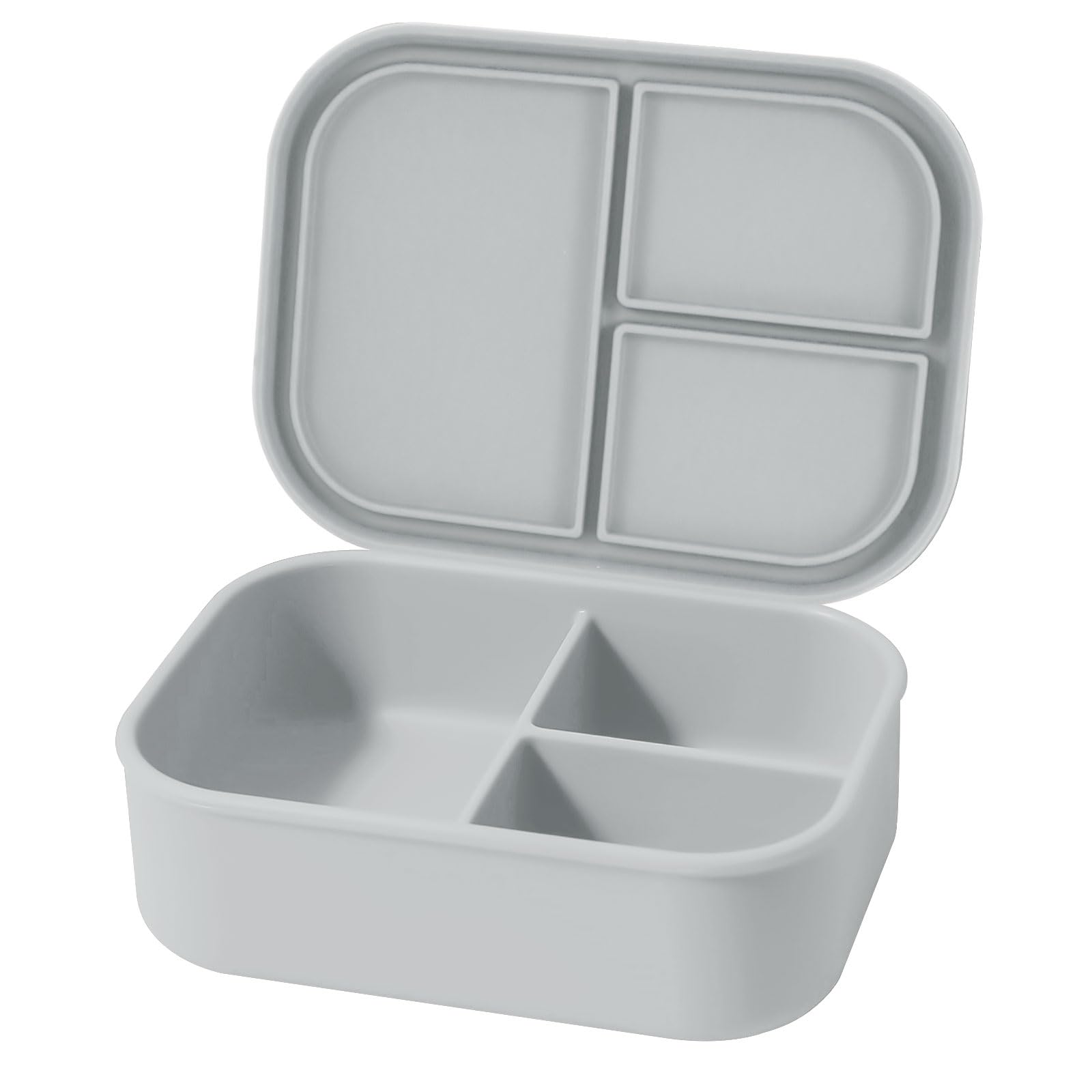 Realand Blue Leak-Proof Silicone Bento Lunch Box, Silicone Lunch Container With 3 Individually Sealed Compartments, Snack Bento Box, Microwave & Dishwasher Safe,