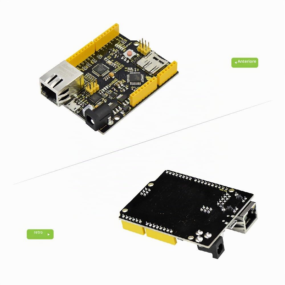 KEYESTUDIO Scheda di sviluppo scheda di controllo Ethernet W5500 per Arduino IDE, supporto scheda MicroSD, non Ethernet Shield (NO pin)