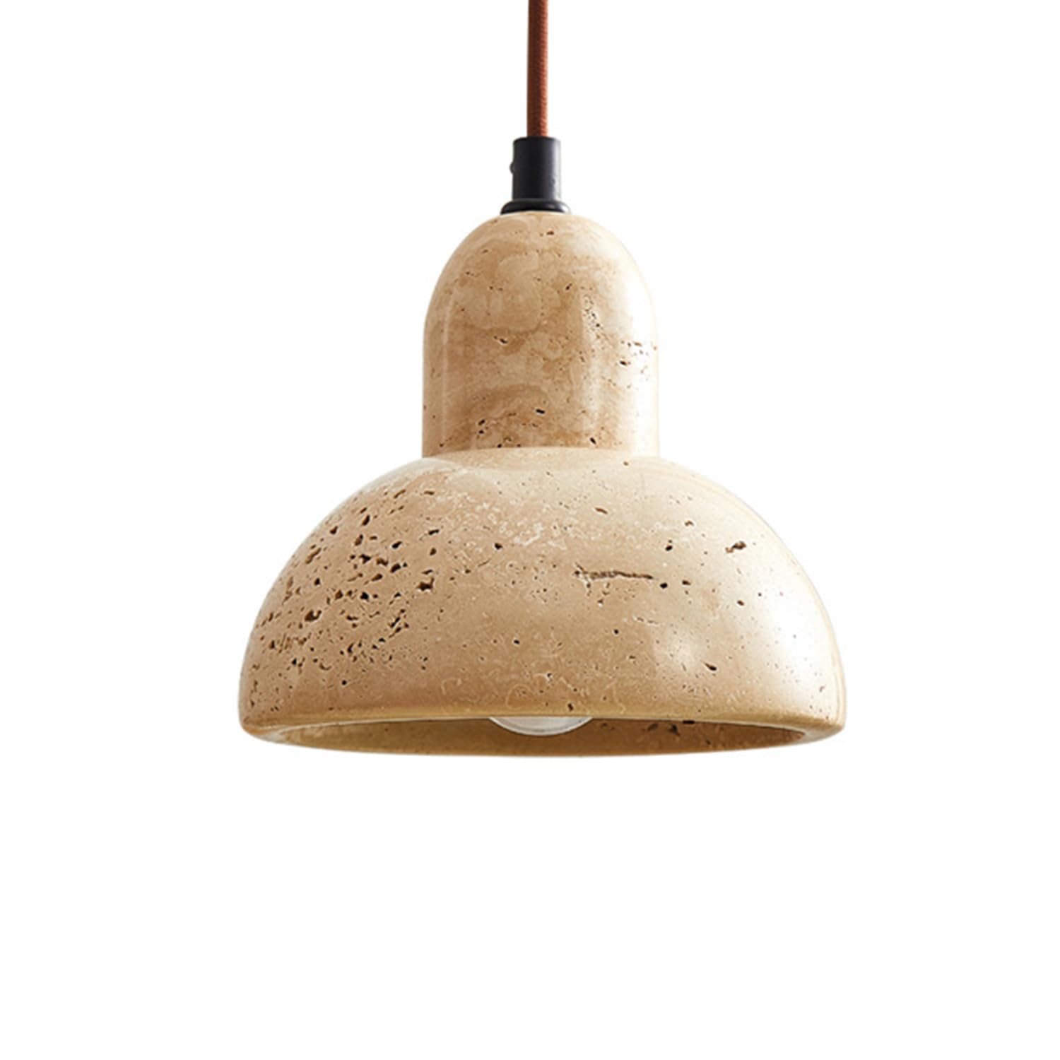 Lampada Sospensione Giapponese Wabi-sabi In Travertino, 5,9 Pollici