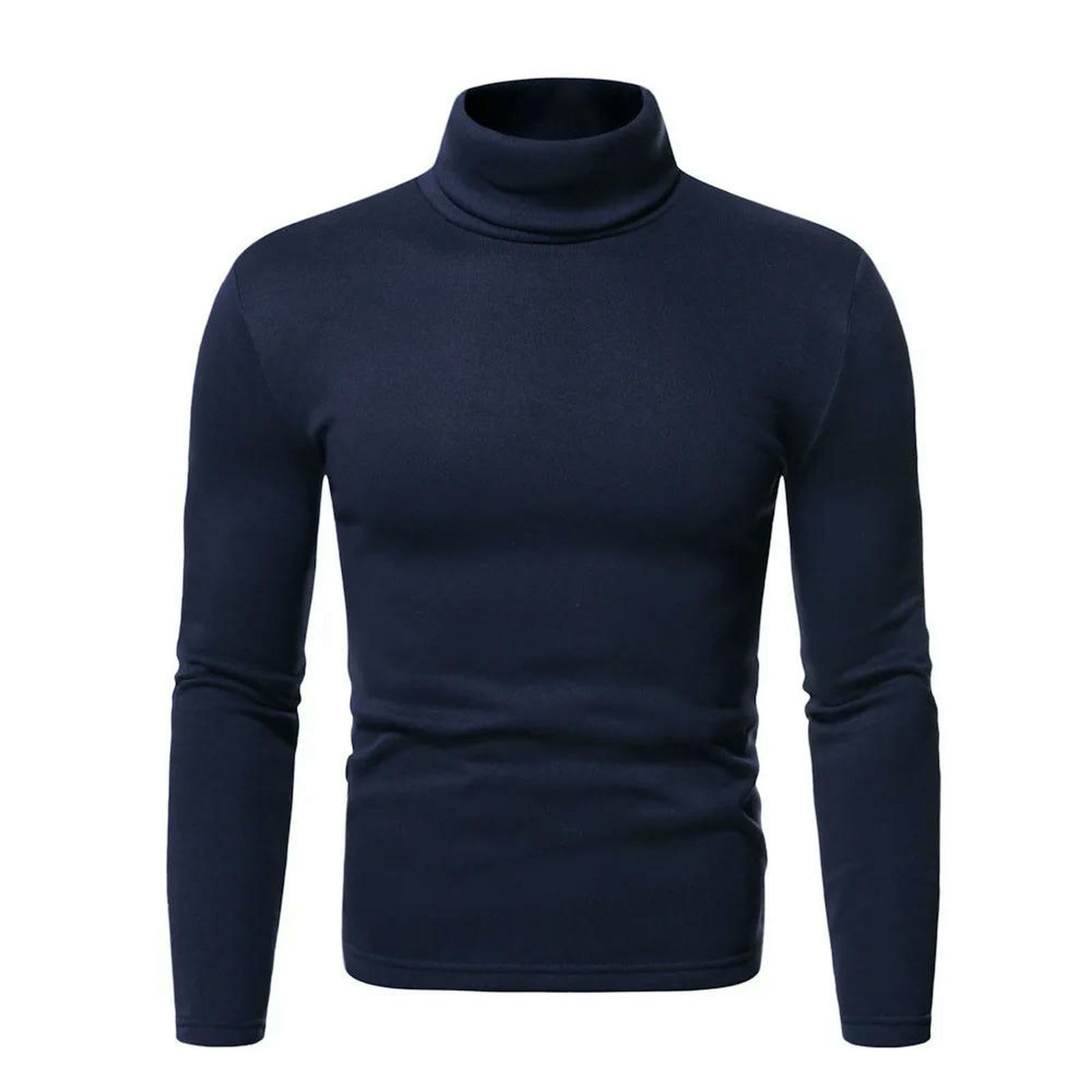 Męski sweter jesienno-zimowa modna bluza z kapturem męska polarowa bluza z wysokim dekoltem T-shirt dekoracyjna koszula bazowa bluza z kapturem - niebieski-l-opakowanie 1