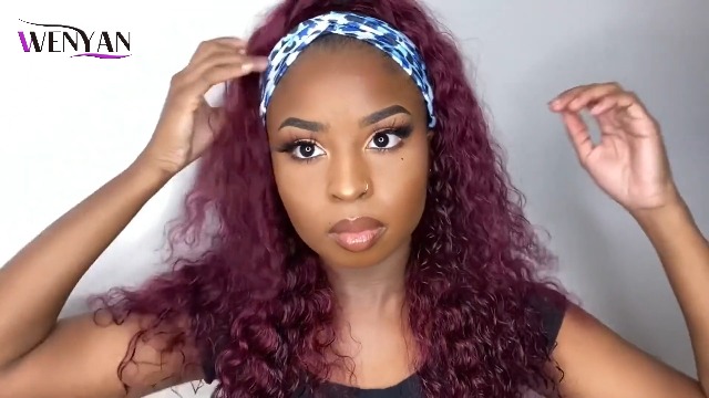 Amazon.com : WENYAN 99J Burgundy Headband Wig Human Hair Deep Wave