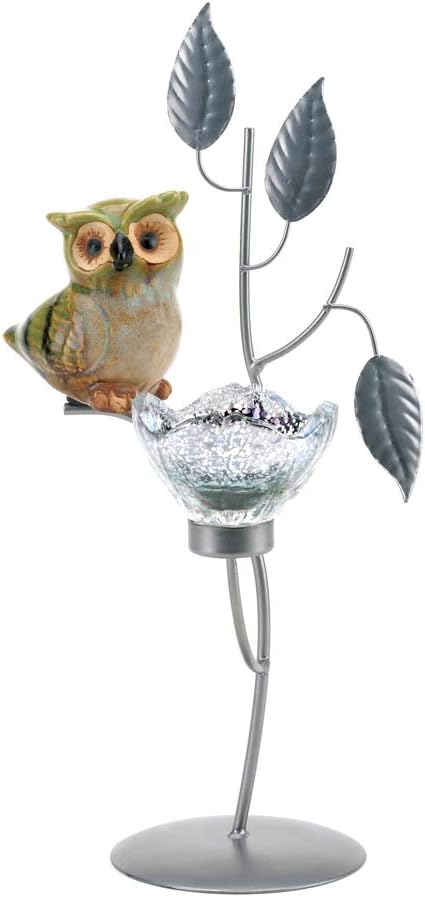 Koehler Home Kitchen Decorative Gift Owl Figurine Centerpiece Forest Candle Holder