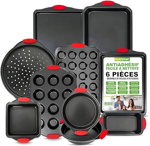 NutriChef 10-Piece Non-Stick Kitchen Oven Baking Pans With 3-Piece Cookie Sheet Set, Commercial Grade Metal Bakeware - Image 3