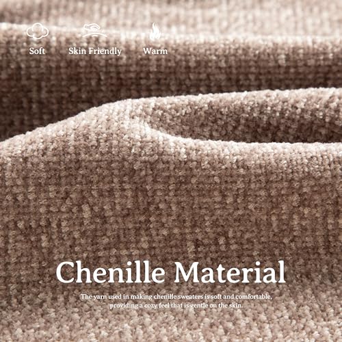 Image of Simple&Opulence Women's Chenille Sweater Crewneck Long Sleeve Pullover Ribbed Cuff Hem Round Neck Jumper Tops