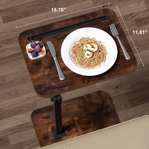 Image of 360 Swivel Adjustable Height Sofa Side TV Tray Table