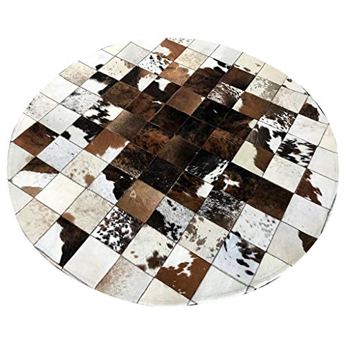 Amrai Home Alfombra de Cuero de Vaca Alfombra Redonda de Piel de Vaca Europea Luz Gama Alta Hermosa luz Suave y fácil de Limpiar Villa Dormitorio/Sala de Estar/Cocina/Guard