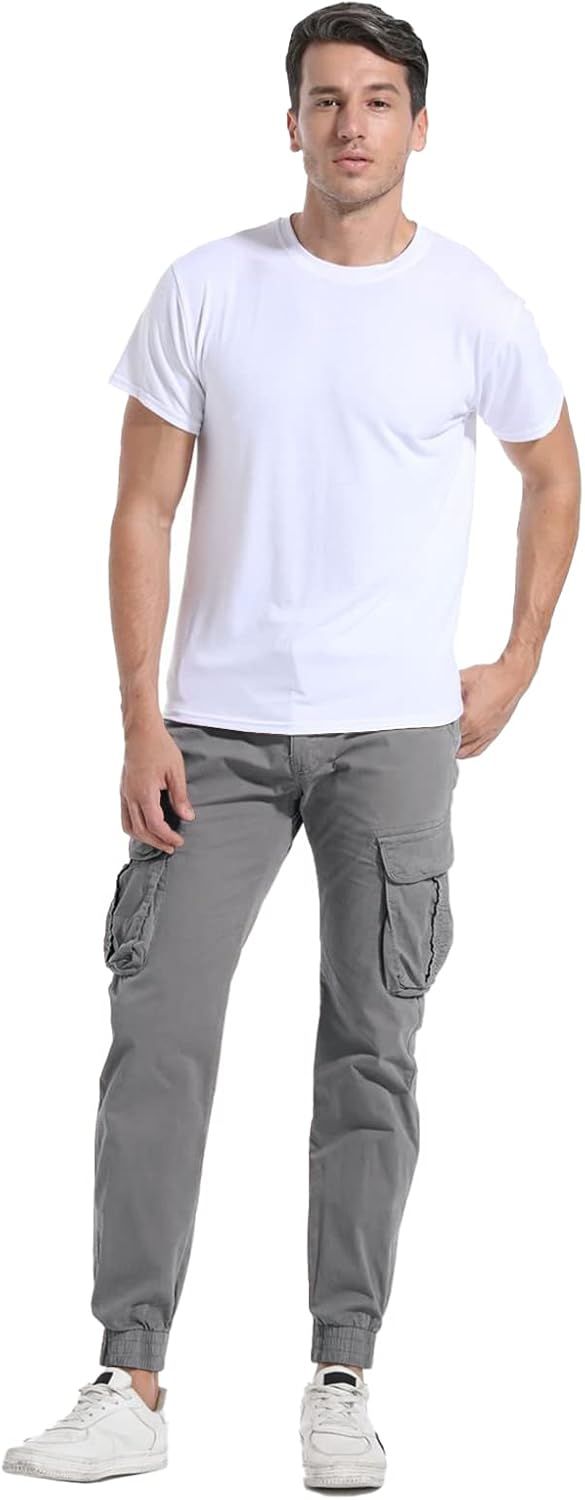 Men's Hiking Cargo Pants Joggers Slim Fit Stretch Lightweight Casual Work Pants with Pockets Drawstring Waist - Image 6