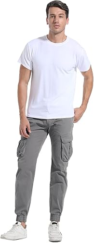Miniatura 6 de Pantalones cargo de senderismo para hombre, ajustados, elásticos, ligeros, casuales, con bolsillos, cintura con cordón