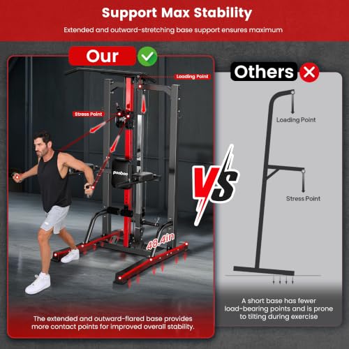 Image of Pull Up Bar Power Tower with Cable Machine, 450LB Home Gym Workout Station