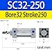 HNJPC SC Air Cylinder 1-1/4 inch (32mm) Bore 10 inch (250mm) Stroke, Double Acting Aluminum Pneumatic Cylinder for Industrial Automation (SC32X250)