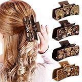 FineCheer 4 Pcs Western Leather Hair Claw Clips Bulk Cow Print Highland Cattle Hair Accessories Claw Clips Western Cowgirl Accessories Gifts for Girls Women Country Stuff Party Gift (Highland Cow)