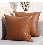 2er-Set Kunstleder Kissenbezüge 40x40cm - Gestreift In Dunkelbraun