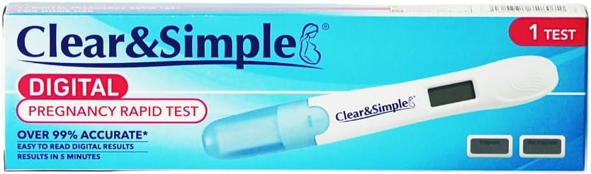 Healthpoint Clear and Simple Digital Pregnancy Test, Rapid Accurate Results in 5 Minutes, Clear Digital Reading, Easy to Use Clear Results, Home Use for Early Detection of Pregnancy, 1 Test