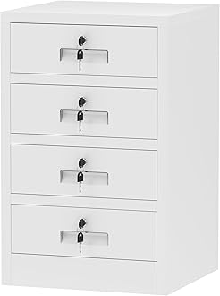 – JINGUR Metal Storage Cabinet with Lockable Drawers for Home Office Bedroom Living Room Organization(White)