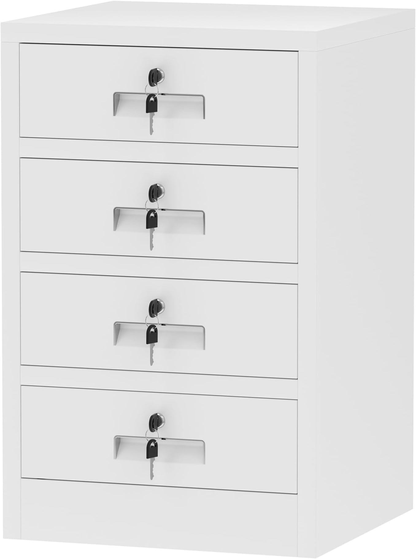 – Metal Storage Cabinet with Lockable Drawers for Home Office Bedroom Living Room Organization(White)