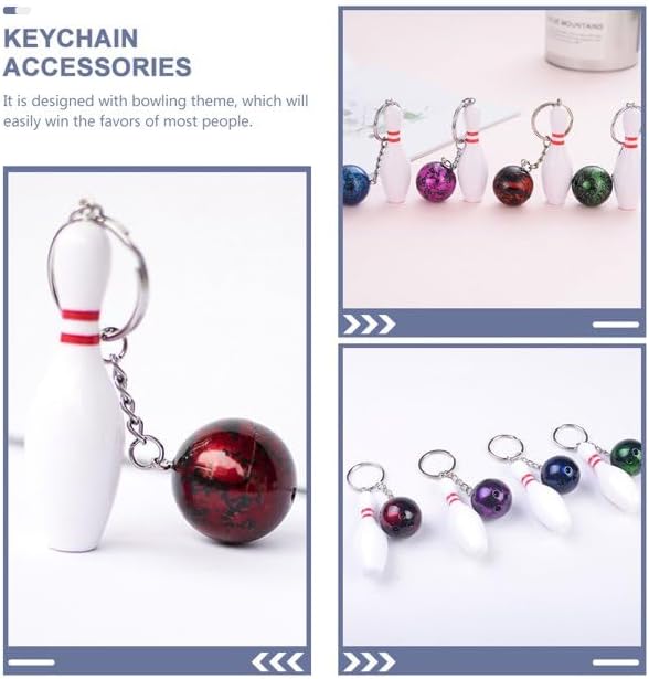 4 Pcs Multicolor Bowling Keychains, Sports Keychains Bowling Charms Purse Bag Charms Sports Party Favors Gifts (Red Green Blue Purple) - Image 5