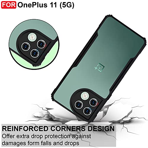 Image of CEDO Backcover for OnePlus 11 (5G) | Camera Protection Shockproof Bumper-Edge | Acrylic Crystal Clear 360 Degree Protection TPU+PC | Transparent Eagle Back Case Cover (Black)