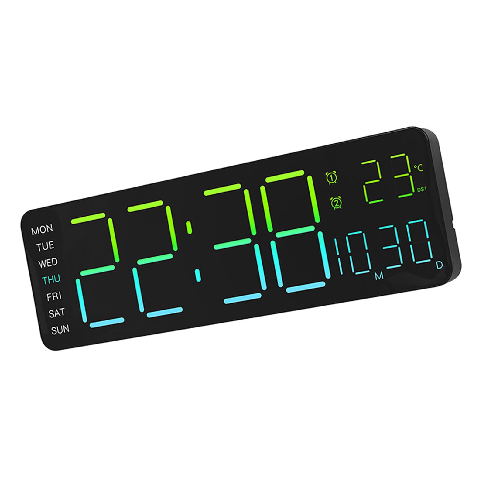 Horloge murale lumineuse automatique - Ajustement de clarté et thermomètre LED