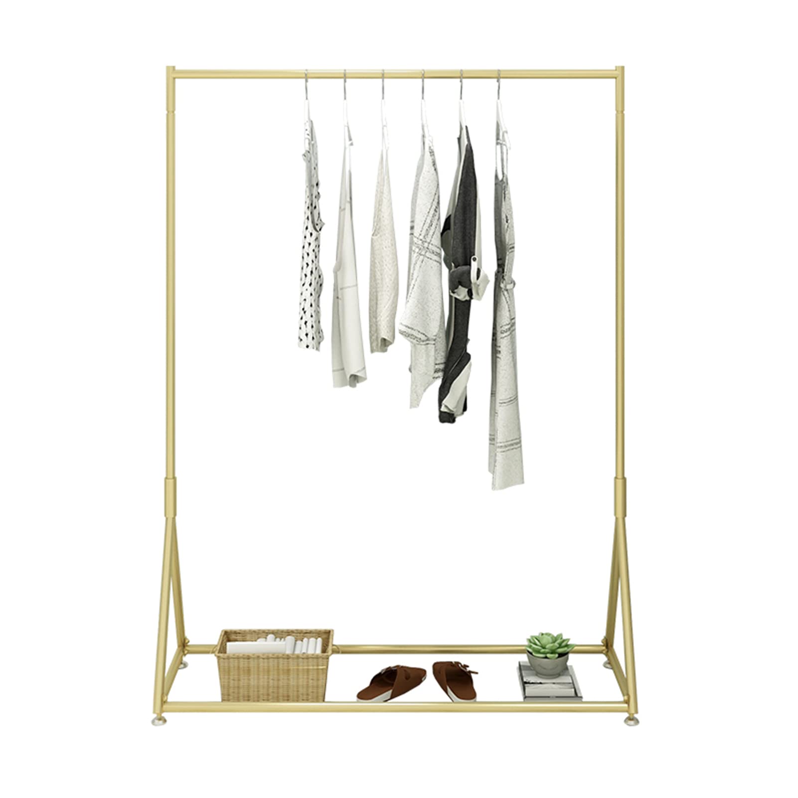Porte-manteau sur pied en métal doré 120x40x160 cm pour dressing et boutique
