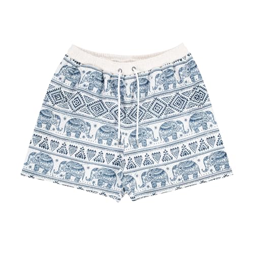 BOOMLEMON Mens Mesh Graphic Print Shorts Casual Fashion Cool Shorts Retro Active Gym Streetwear Short Pants(Tribal Elephants XL)