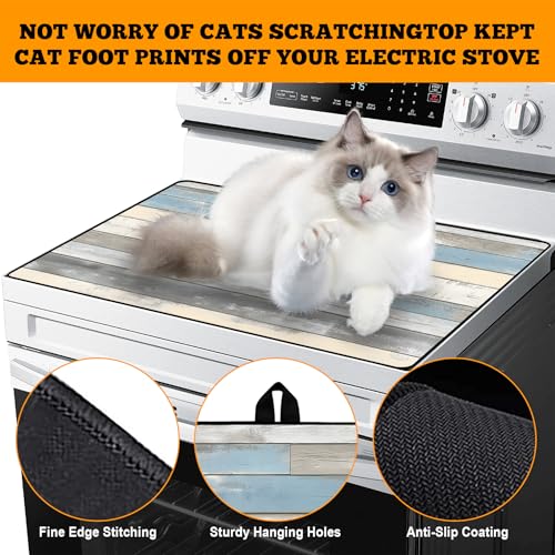 Image of Multi-Design Stove Top Cover for Glass /Electric Stoves - 3-in-1 Heat-Resistant Protector Mat, Non-Slip Drying Rack 28 inchx20 inch