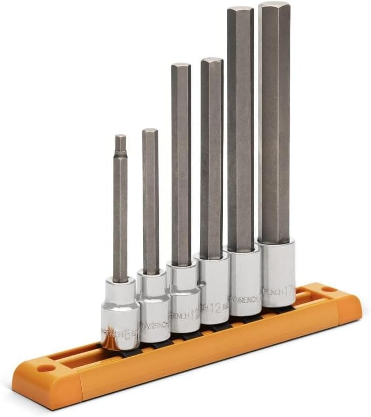 GEARWRENCH Long Hex Bit Socket Set 1/2 Drive 6 Piece MM | 82588