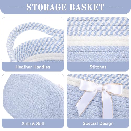 Image of Colingmill 1 Set Woven Empty Basket for Gift,Blue White