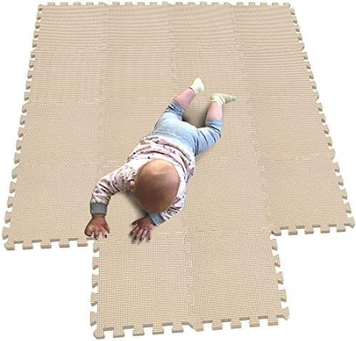 MQIAOHAM® Children Puzzle mat Play mat Squares Foam Play mat Tiles Baby mats for Floor Puzzle Puzzle mat Childrens Soft Play mats Girl playmat Carpet Interlocking Foam Floor mats for Baby Beige 110