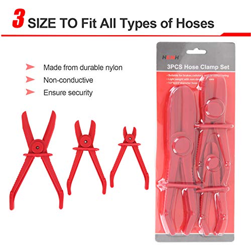 6 Pack Hose Clamp Pliers Hose Pinch Pliers Line Clamps For Fuel Hoses, Gas Lines Brake Hoses, Radiator Hoses, Coolant Hoses, Flexible Hoses, Red #TOP4
