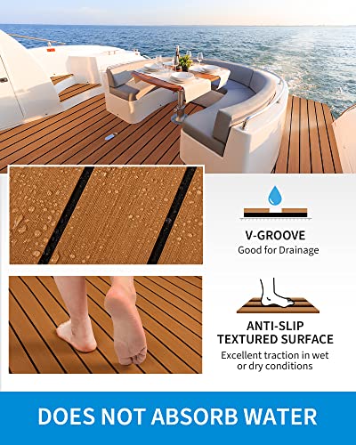 image for OCEANBROAD Self-Adhesive 96''x2.4'' Boat Flooring with 3M Adhesive Bac