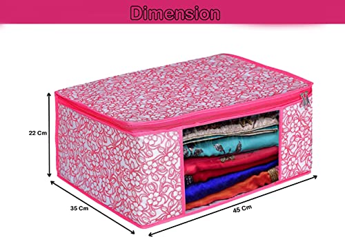Image of AI ANKIT INTERNATIONAL Saree Cover Bag /Pink Phool Design Saree Cover Bag /Saree Covers For Storage /Pack of 1