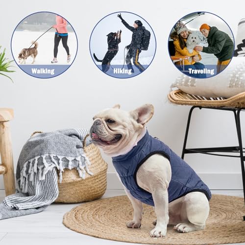 Image of SCENEREAL Winter Dog Vest Coat with Harness Built in | Warm Puppy Jacket for Small Medium Dogs, Cold Weather Coat with Zipper, Fleece Puffer Vest Windproof Snow Clothes