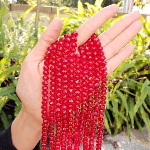 Image of 350pcs Czech Faceted Rondelle Crystal Glass Beads 8mm Bulk Siam Red