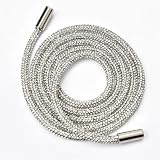 Cordón de repuesto, cordón con diamantes imitación, 120 cm, 6 mm, multicolor(White)