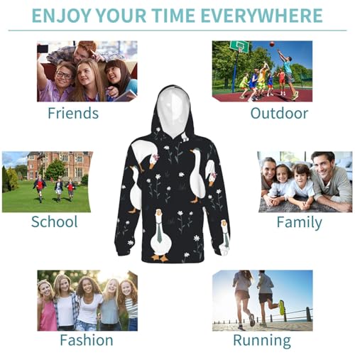 Fashionable Goose Kids Pullover Hoodies Boys Sweatshirts Girls Athletic Clothes with Pocket 6