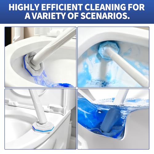 Image of 60pcs Disposable Toilet Brush Refill Pads, Replacement Brush Heads, Toilet Cleaner Refills,Disposable Wand Heads,Bathroom Cleaning,Toilet Cleaning Scrubbers Compatible with Most Toilet Brushes