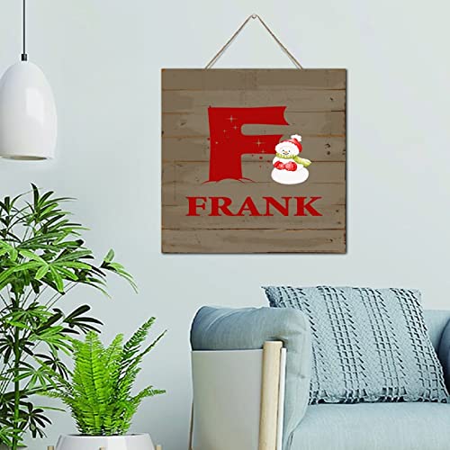 Panneau bois monogramme personnalisé hiver et bonhomme de neige
