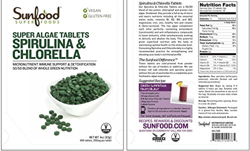 Sunfood Superfoods Chlorella Spirulina Tablets