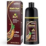 Chestnut Brown Hair Dye Shampoo 3 in 1, Shampoo Tinte para Cubrir Canas para Hombres y Mujeres, Cobertura Instantánea de...