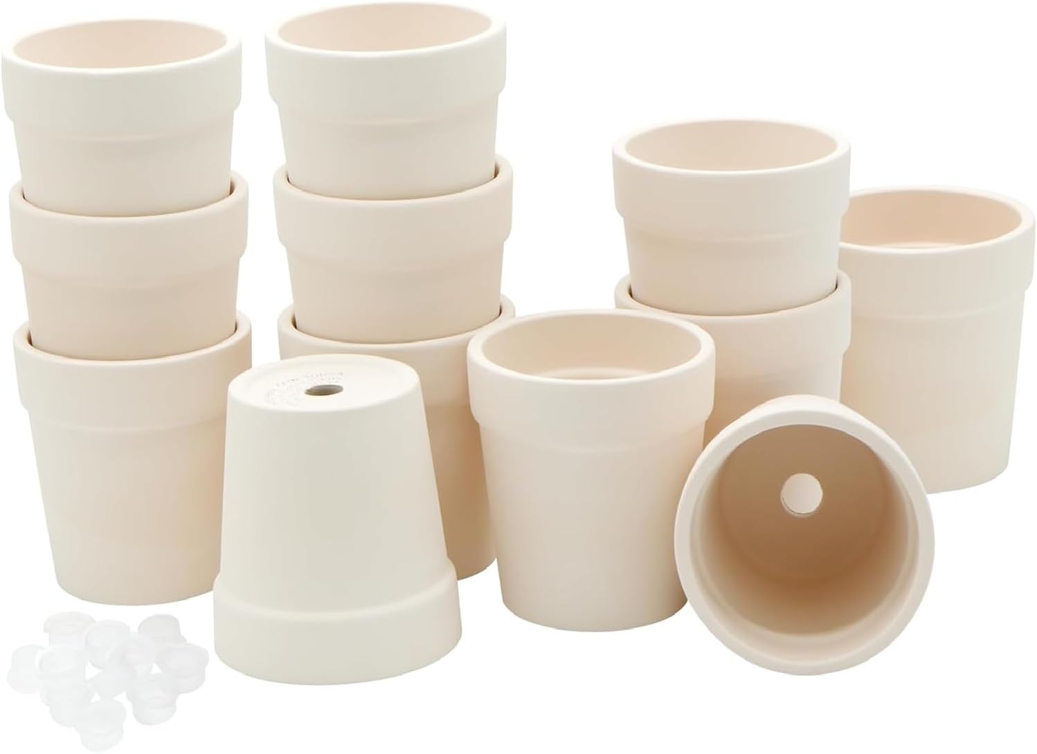 4E's Novelty Ceramic Flower Pots with Drainage Holes, 3.14", Pack of 12, Small Clay Garden Planters for Succulents, Cactus, Plants, DIY Easter Spring Craft Activity