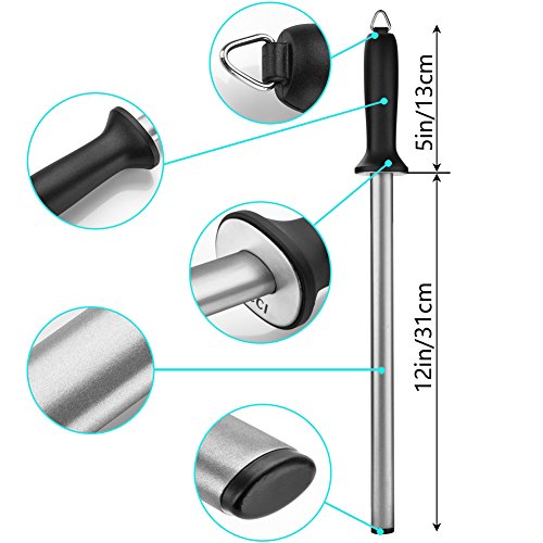 Arcci Diamond Knife Sharpening Steel Rod 12 Inch, Professional Kitchen Diamond Knife Blade Sharpener Rod Stick, Knife Honer Steel For Honing Knife Blades, Chef Knives And Shears #TOP1