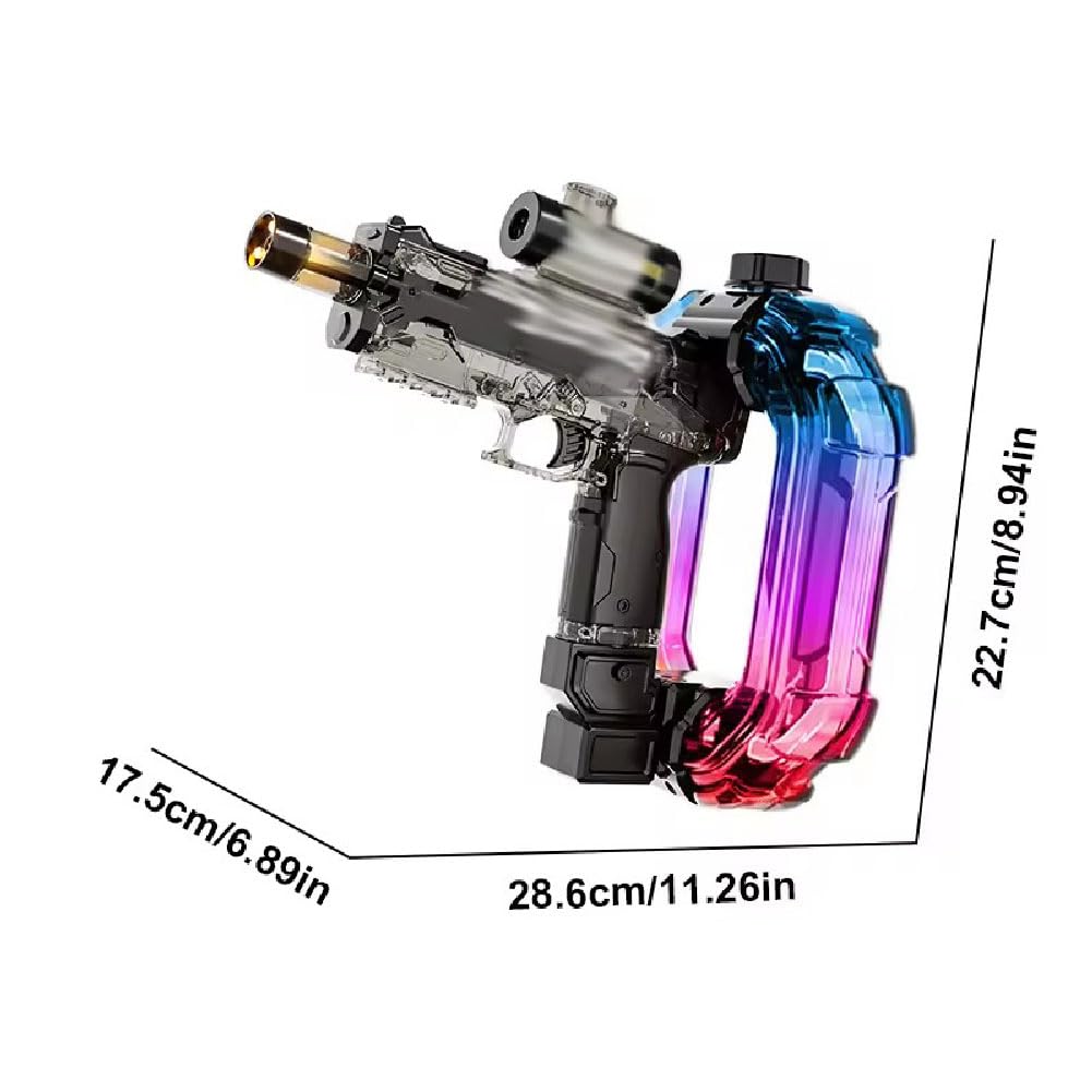 Kids Electric Water Gun with LED Lights, Elektrische Wasserpistole Erwachsene Kinder, Automatischer Wasserblaster mit LED-Licht, 900cc Spritzpistole Wasser Spielzeug für Sommer Strand Pool (Schwarz)