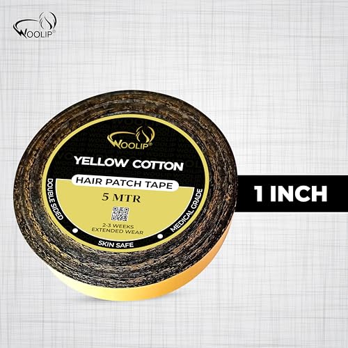 Image of Yellow Black Tape 5m Hair Patch Tape | Super Ultra Hold Up To 2-3 Weeks | Specially for Men & women | Waterproof Wig Tape 1 Inch Cotton Material Double Sided Hair Patch Tape.